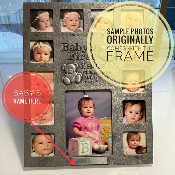 Baby’s First Year Picture Frame Children are a Gift From God Metal & glass frame - Picture 3 of 11